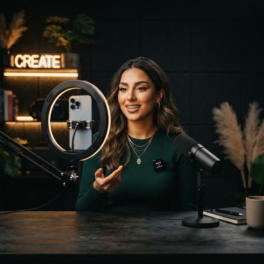 Creator filming a fashion UGC ad